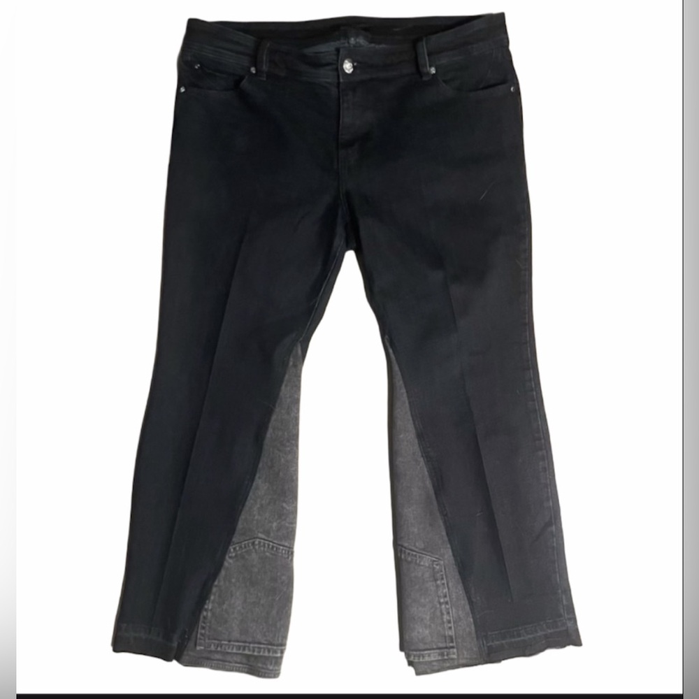 Black jeans with gray back pocket pants inseam flared 40x29 1 of 1 (Upcycled)
